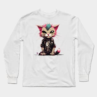 Cute Punk Cat Long Sleeve T-Shirt